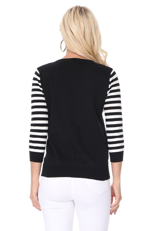 Cat Jacquard Cotton Sweater Top by MAK