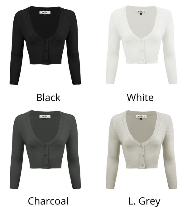 Cropped Plus Size Button Cardigan Sweater