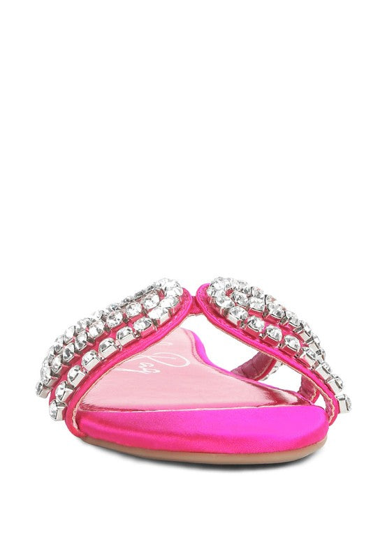 Rhinestone Strap Flat Sandals