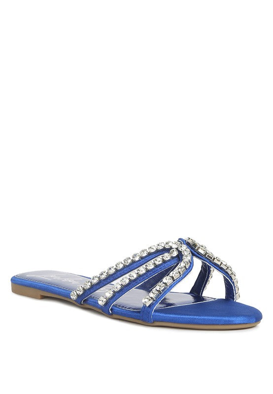 Rhinestone Strap Flat Sandals