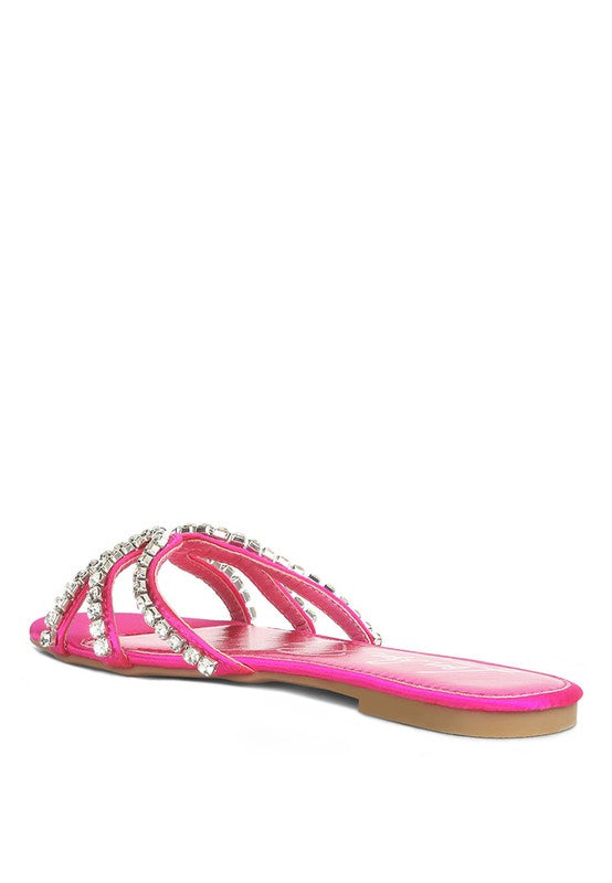 Rhinestone Strap Flat Sandals