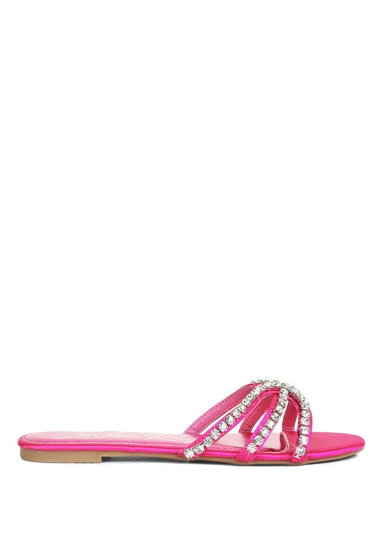 Rhinestone Strap Flat Sandals