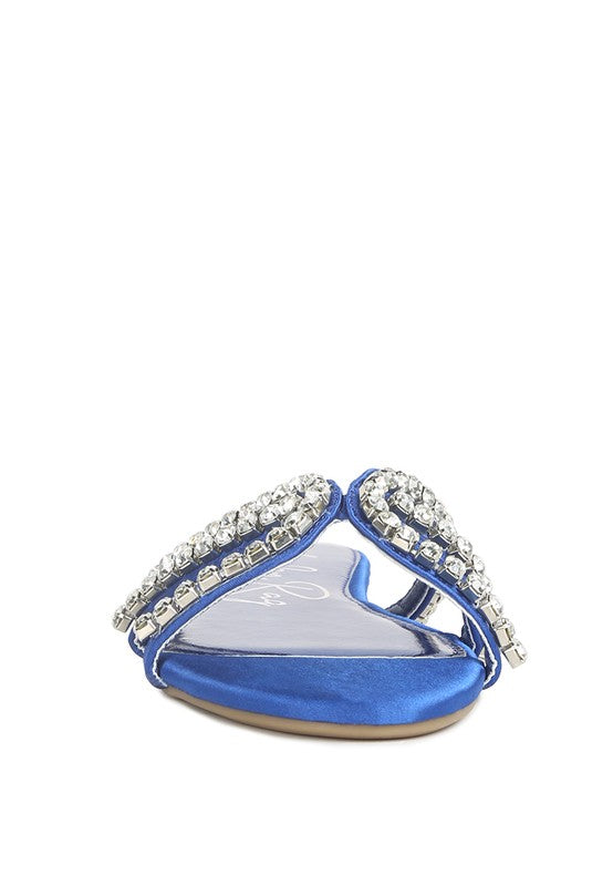 Rhinestone Strap Flat Sandals