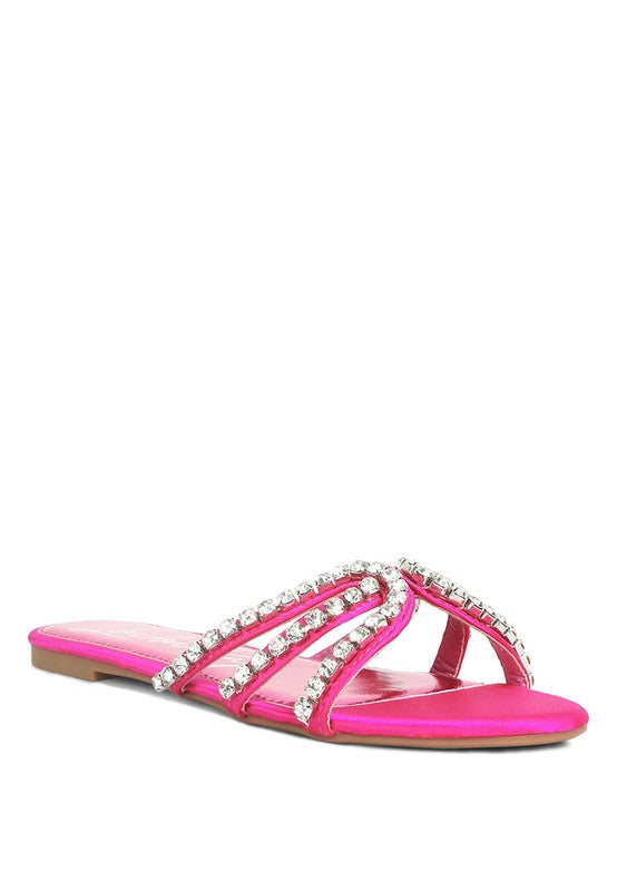 Rhinestone Strap Flat Sandals