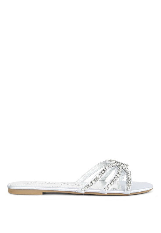 Rhinestone Strap Flat Sandals
