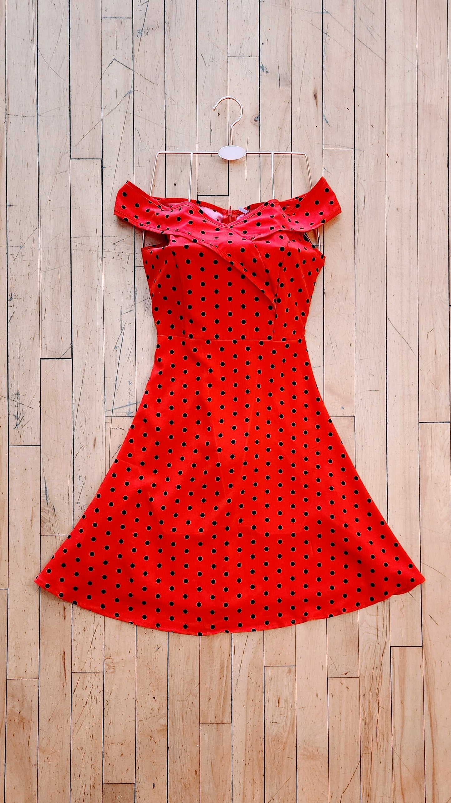 Red Polkadot Print Dress