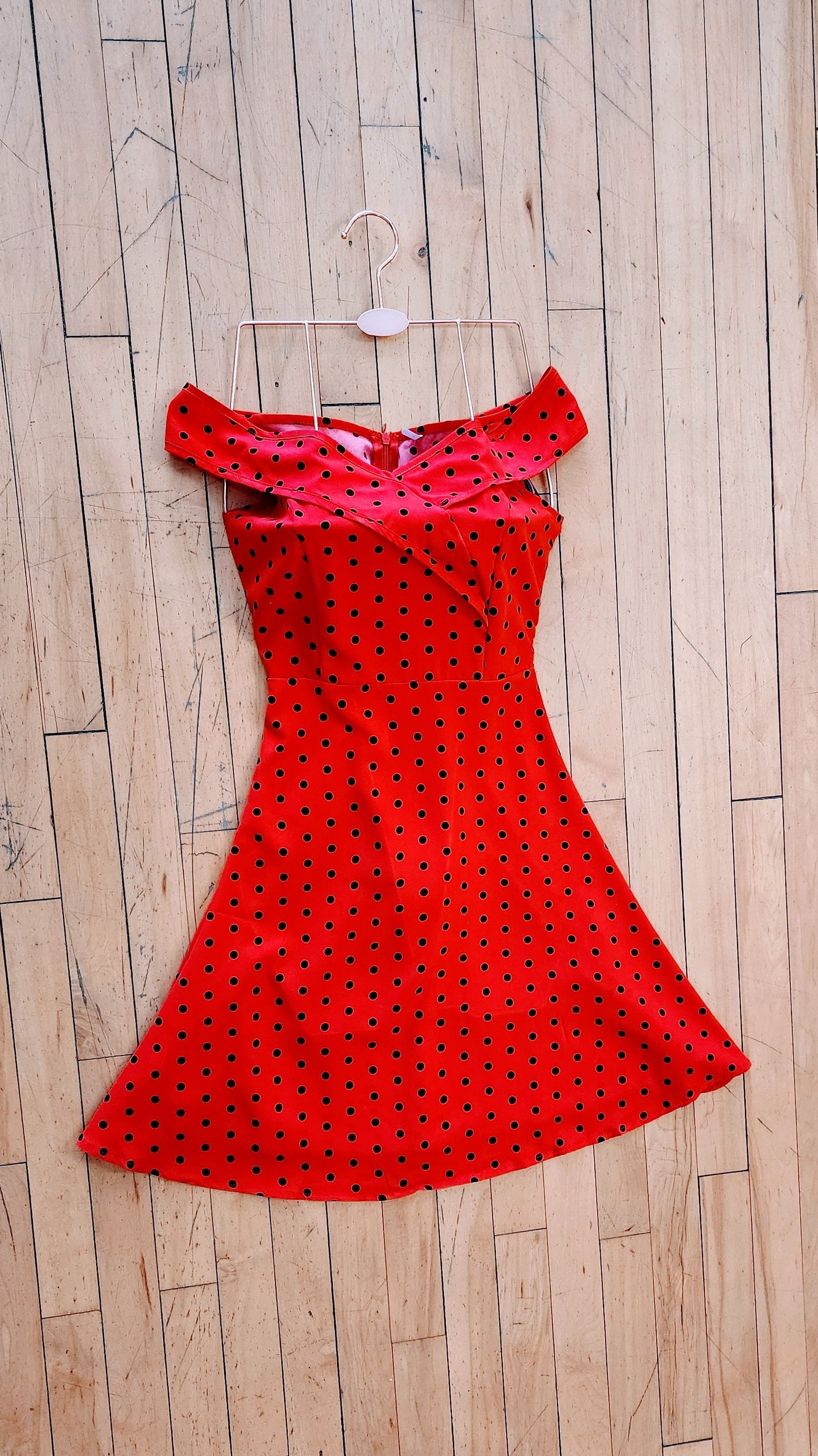 Red Polkadot Print Dress