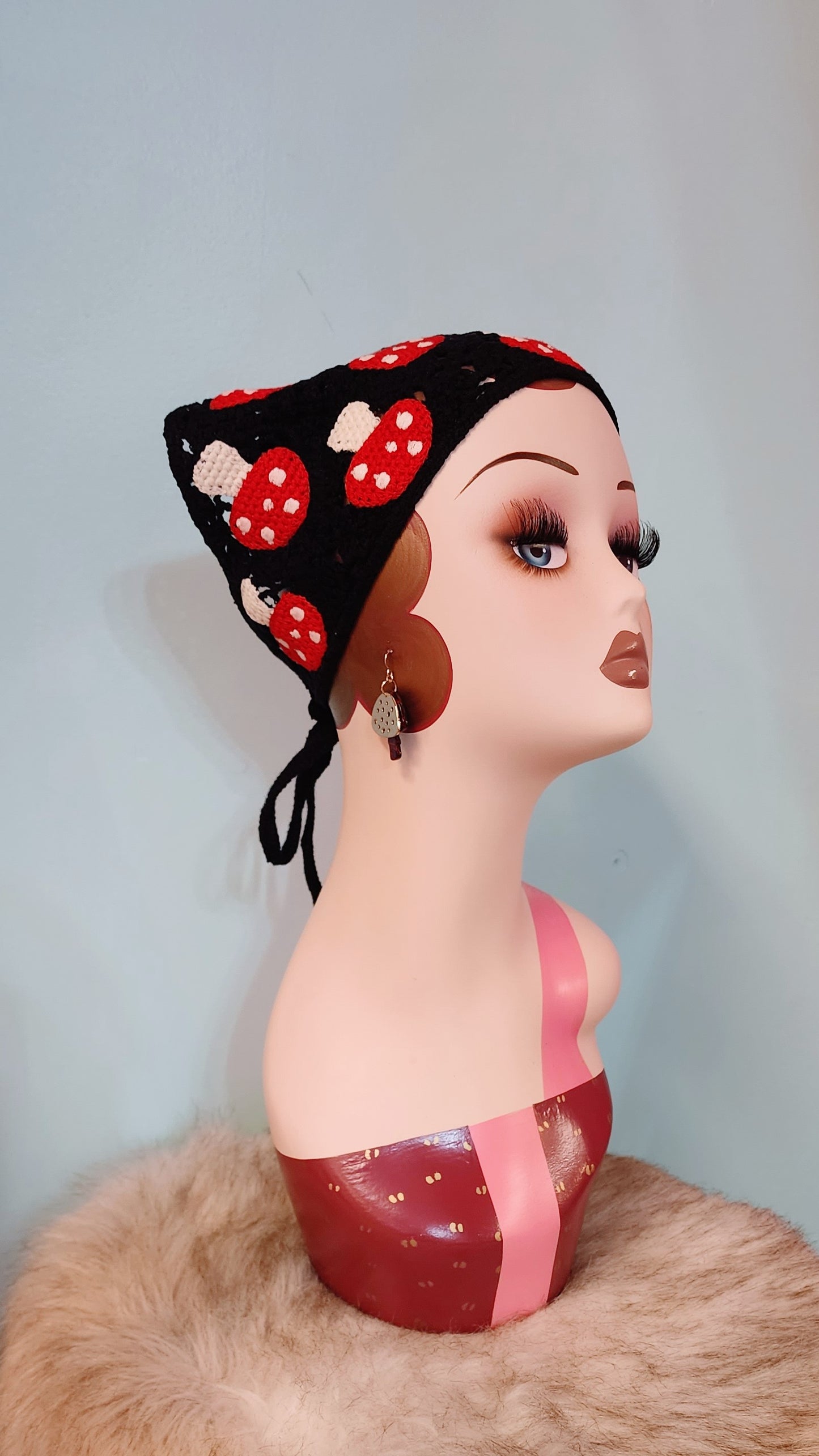 Mushroom Crochet Hair Scarf
