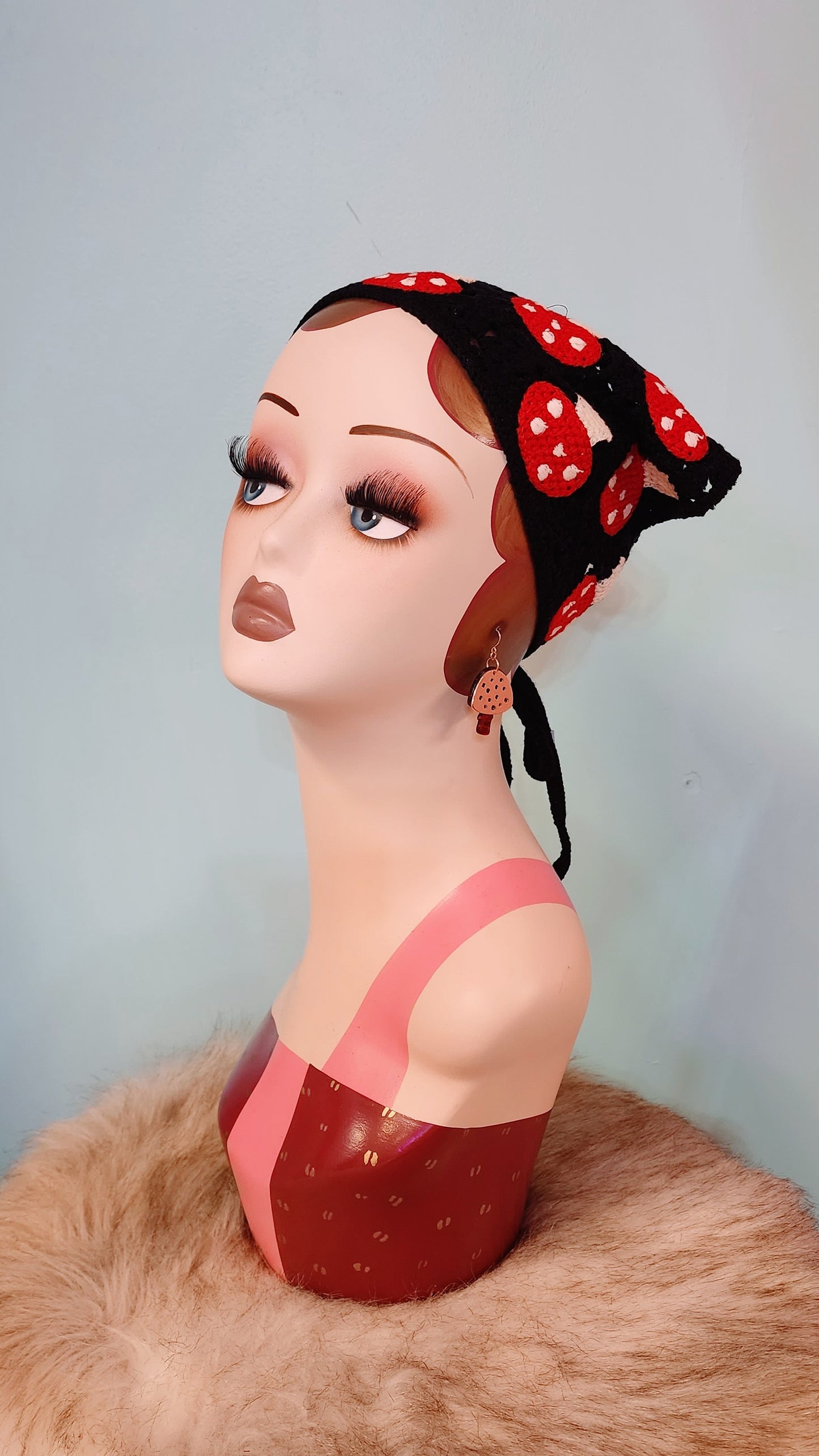 Mushroom Crochet Hair Scarf