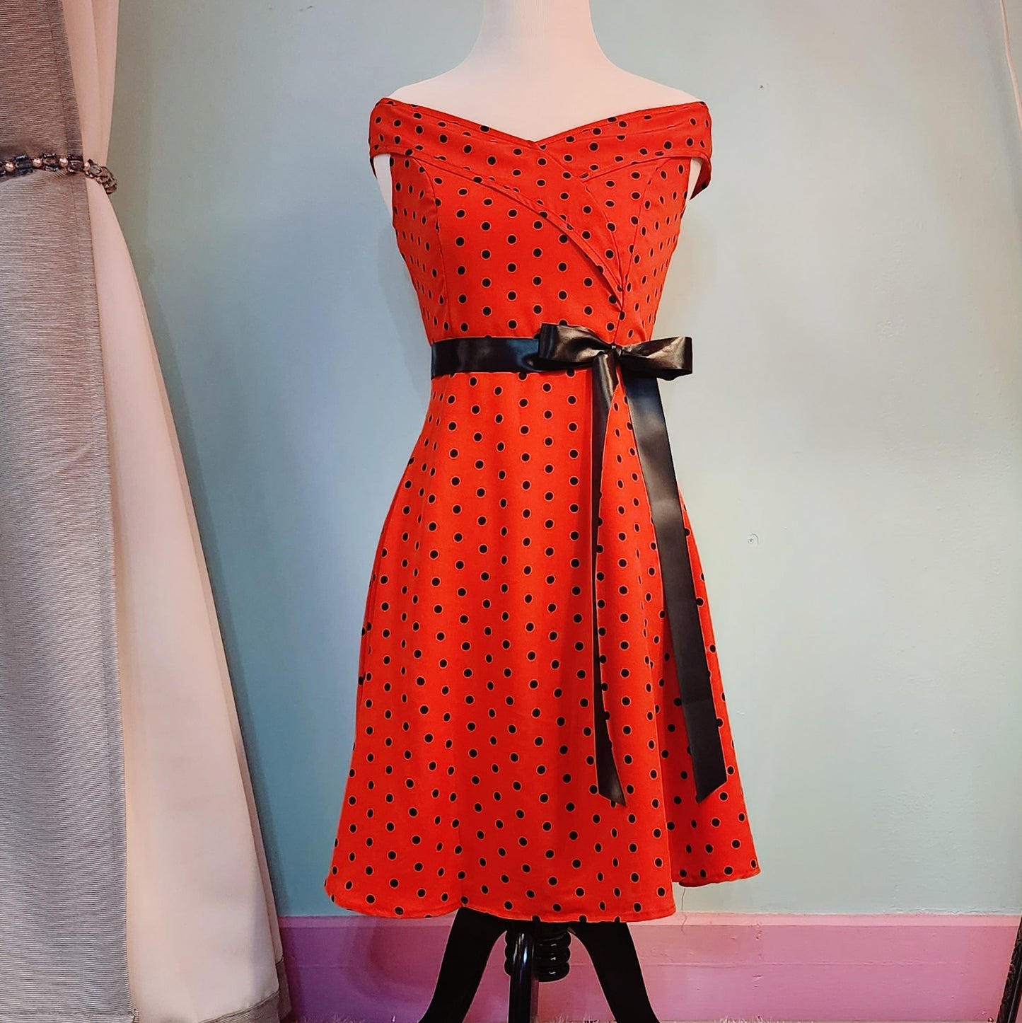 Red Polkadot Print Dress