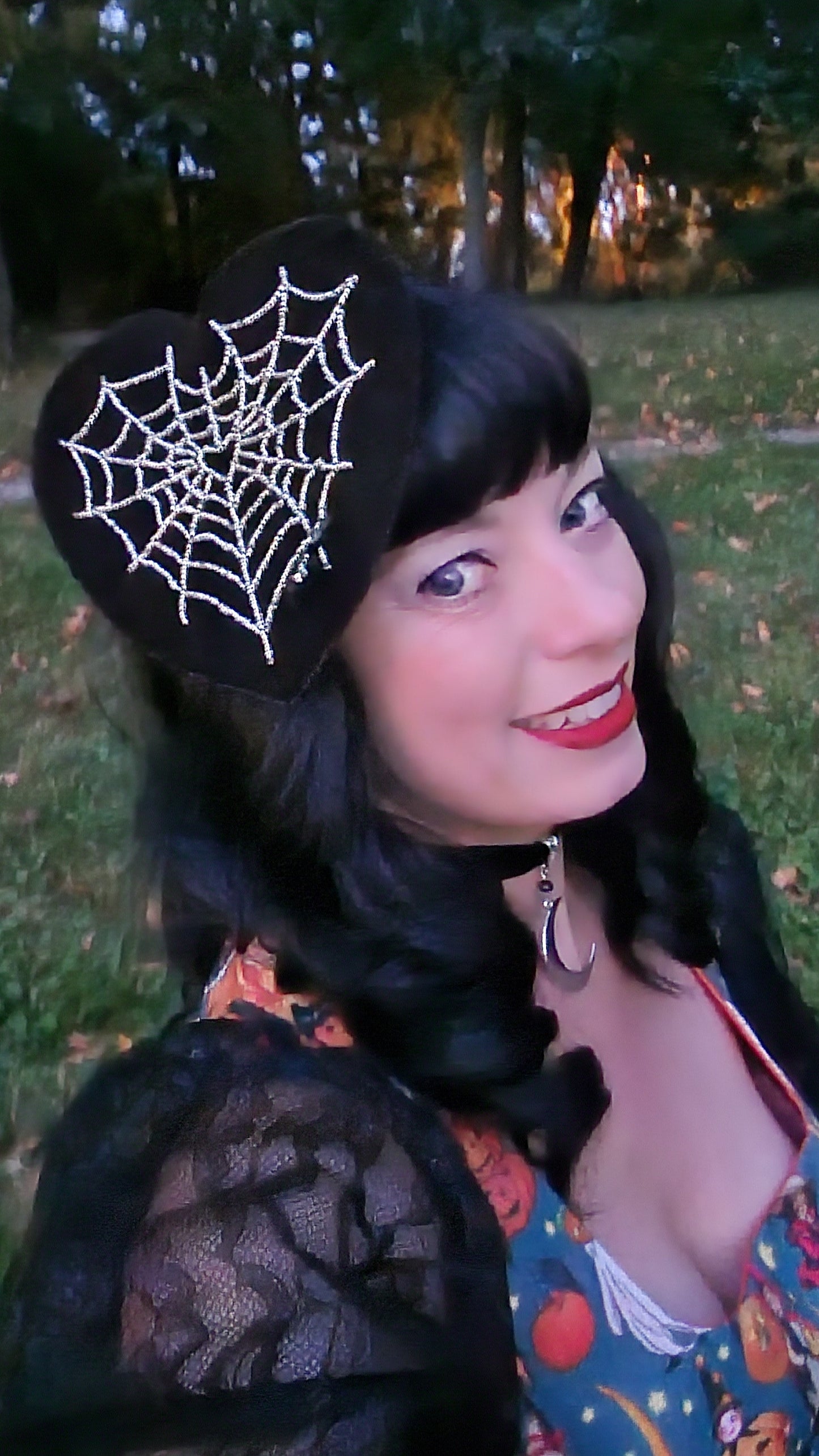 Black Velvet Heart Spiderweb Hair Fascinator by Hollyville