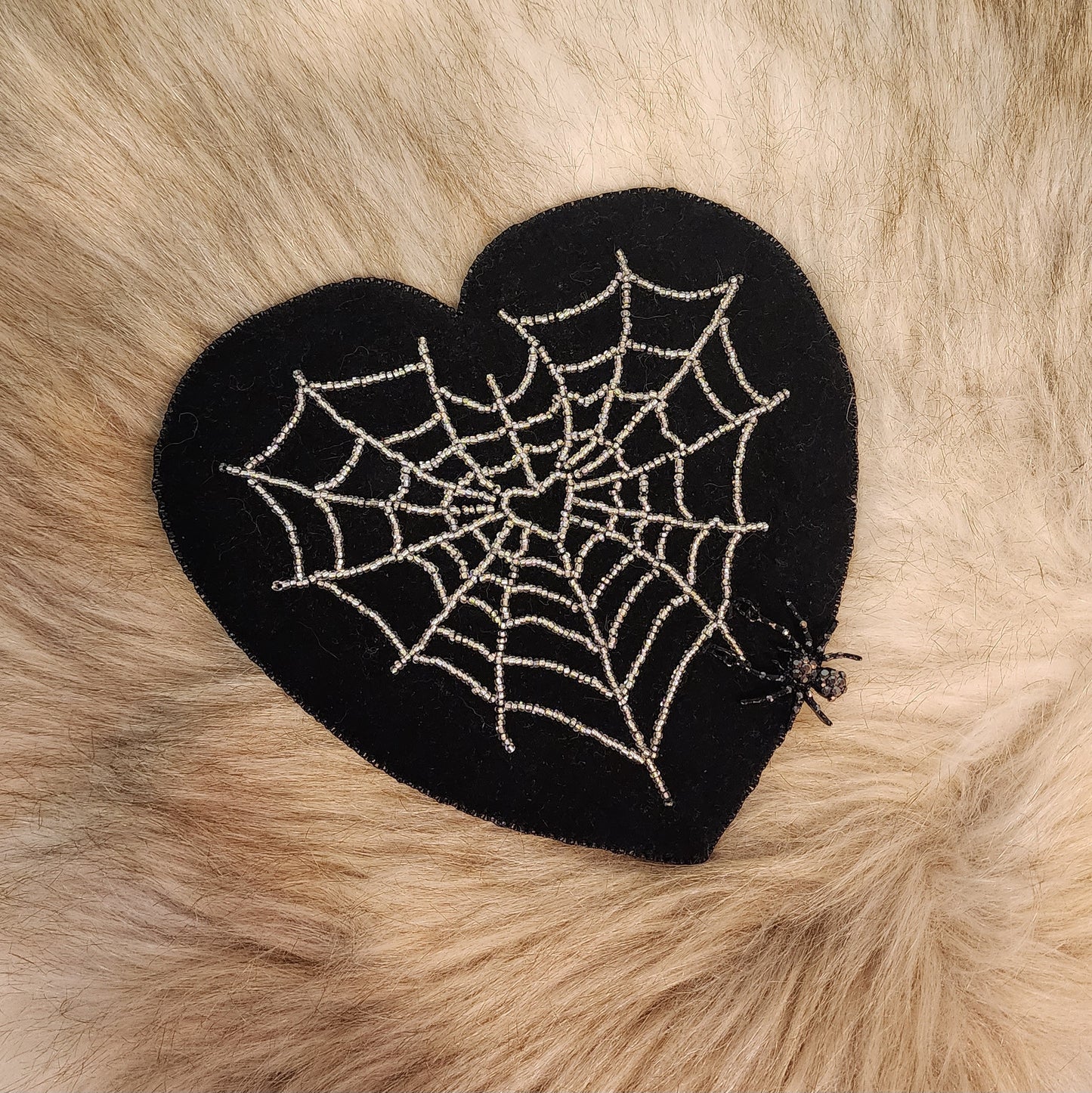 Black Velvet Heart Spiderweb Hair Fascinator by Hollyville