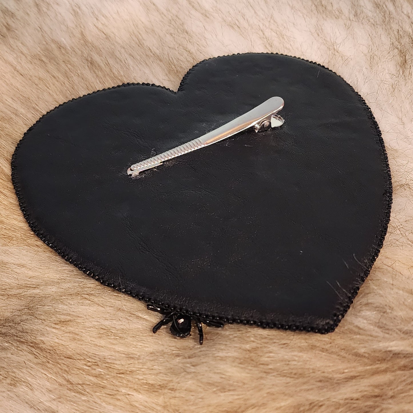 Black Velvet Heart Spiderweb Hair Fascinator by Hollyville