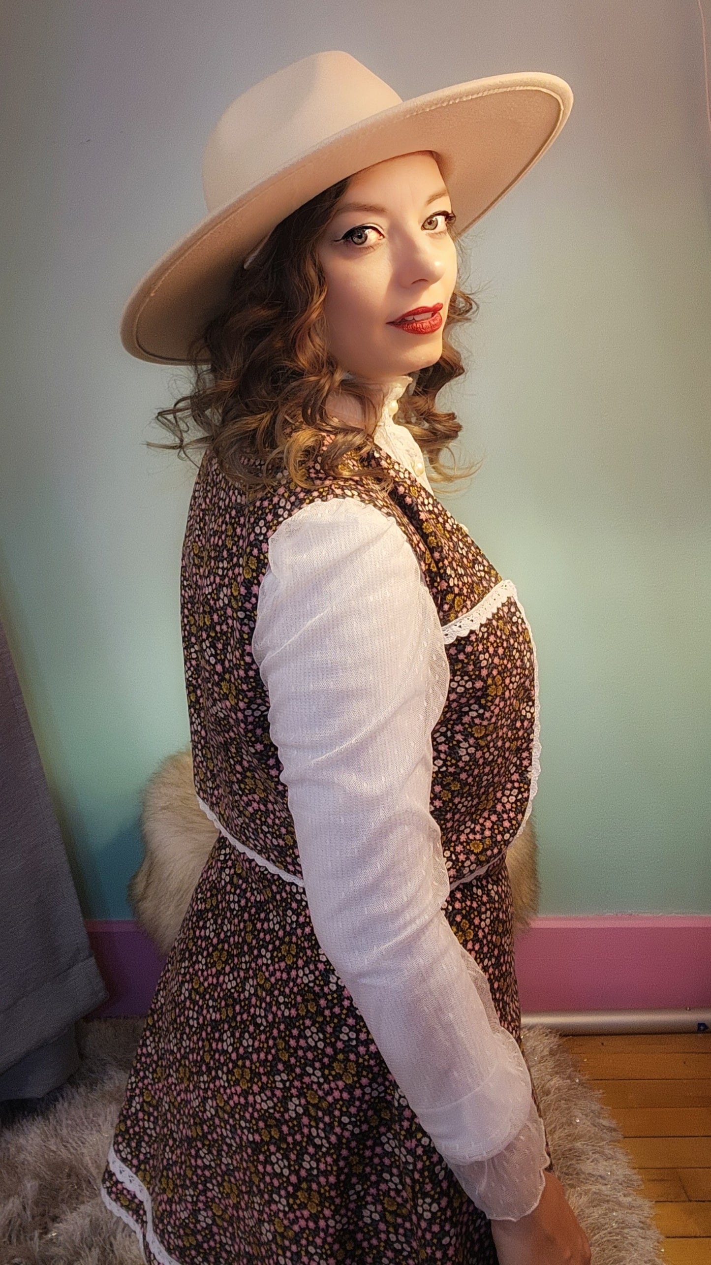 Floral Corduroy Skirt and Vest Matching Set by Hollyville