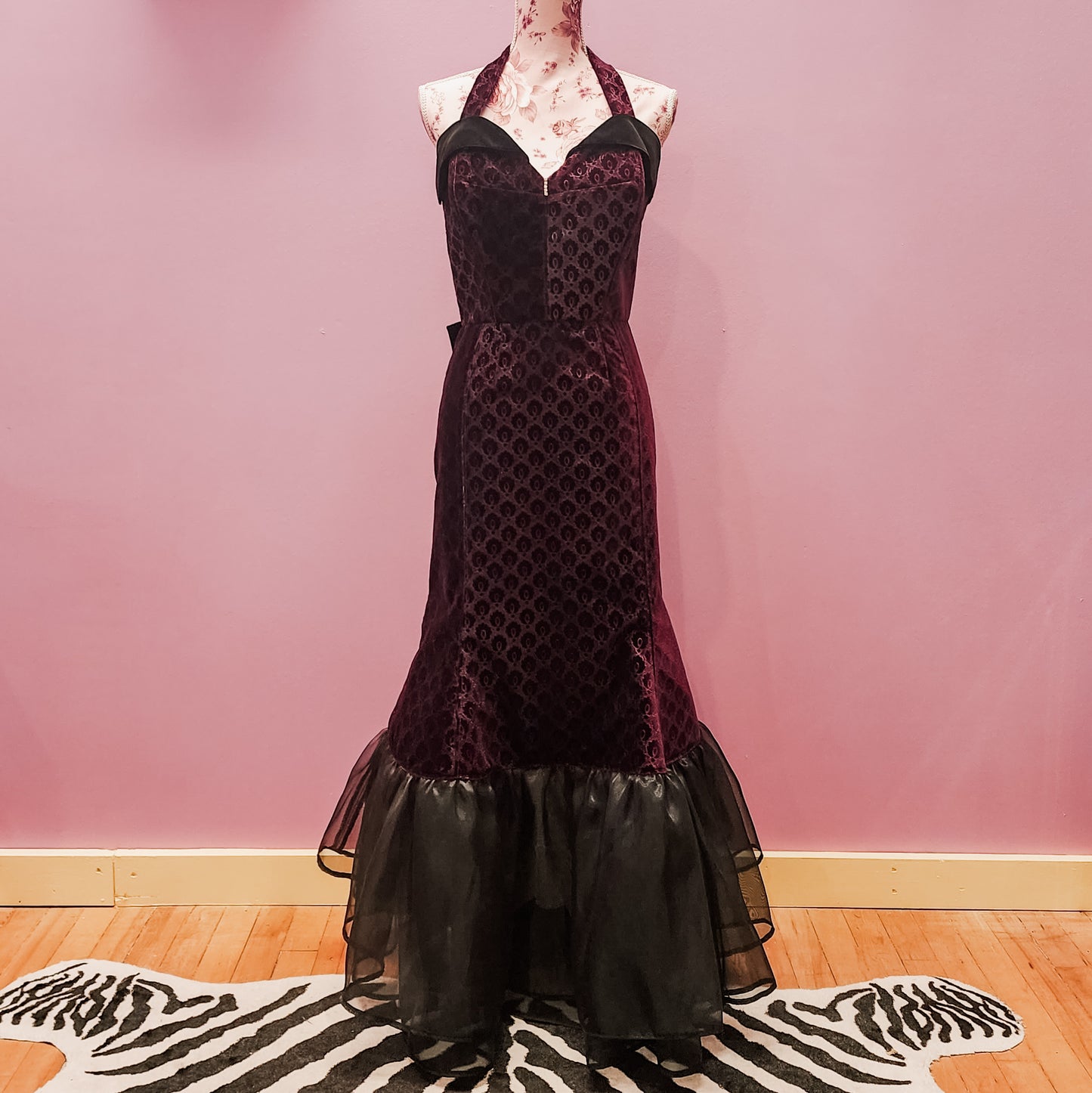 Scarlet Red Velvet Fishtail Dress by Hollyville