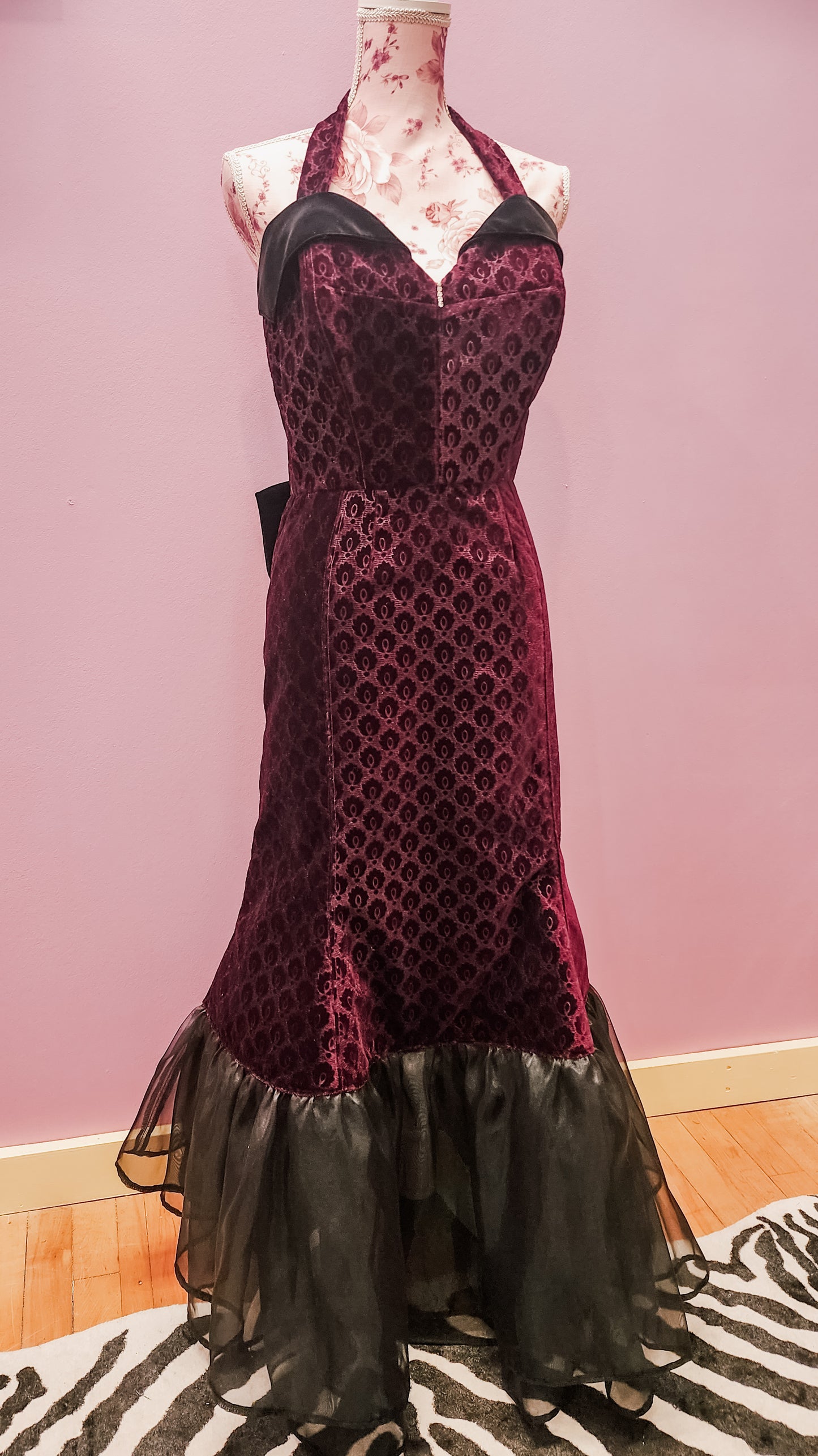 Scarlet Red Velvet Fishtail Dress by Hollyville