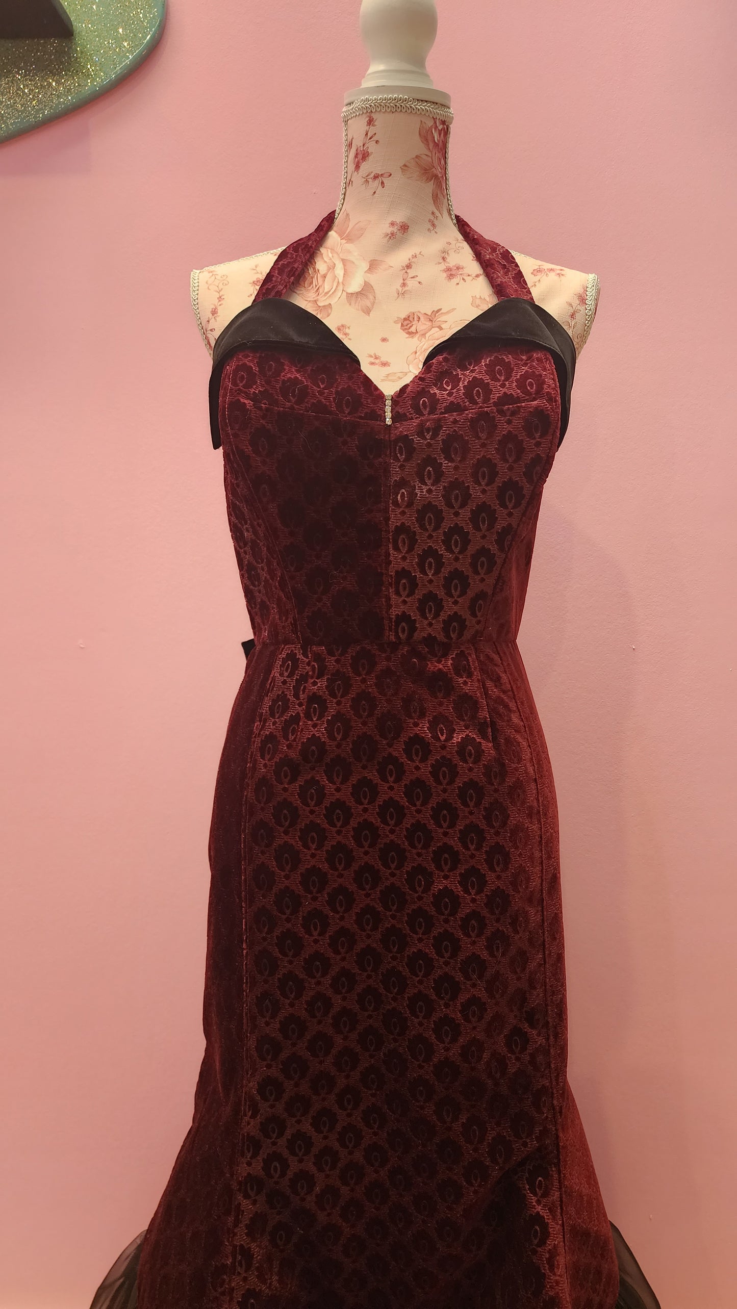 Scarlet Red Velvet Fishtail Dress by Hollyville