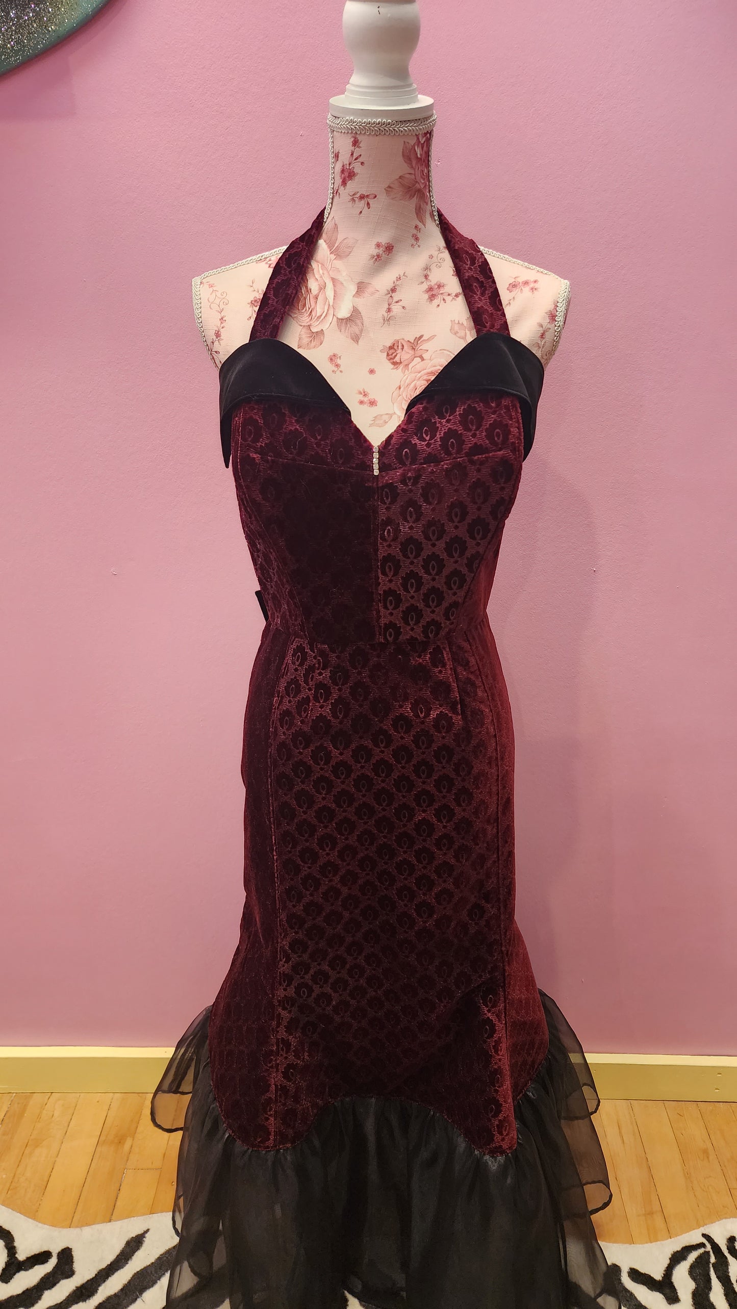 Scarlet Red Velvet Fishtail Dress by Hollyville