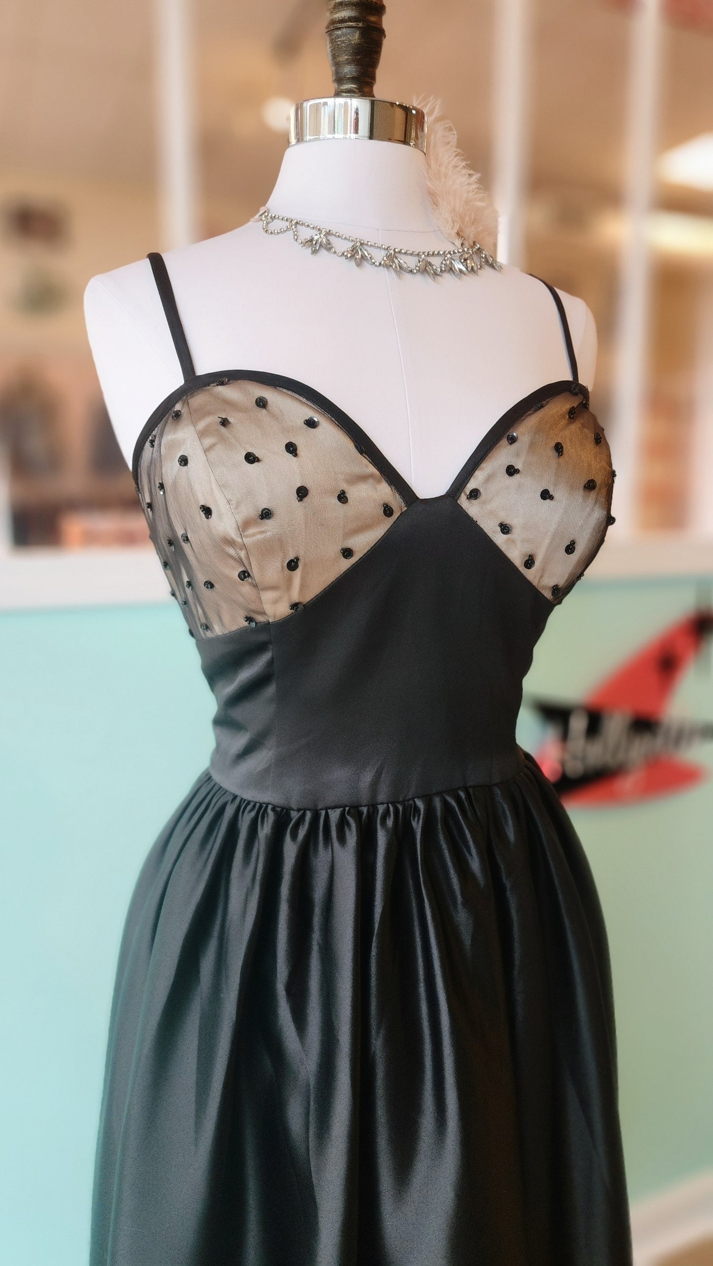 A-Line Black Satin High Low Dress