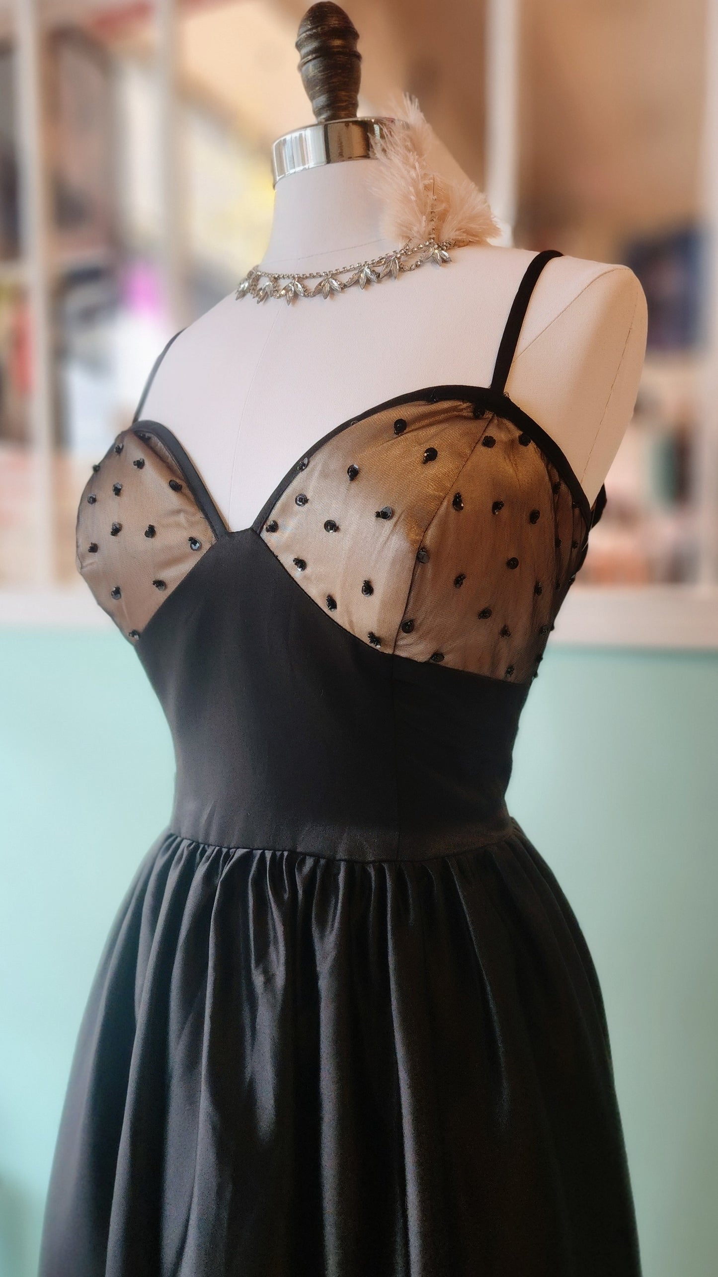 A-Line Black Satin High Low Dress