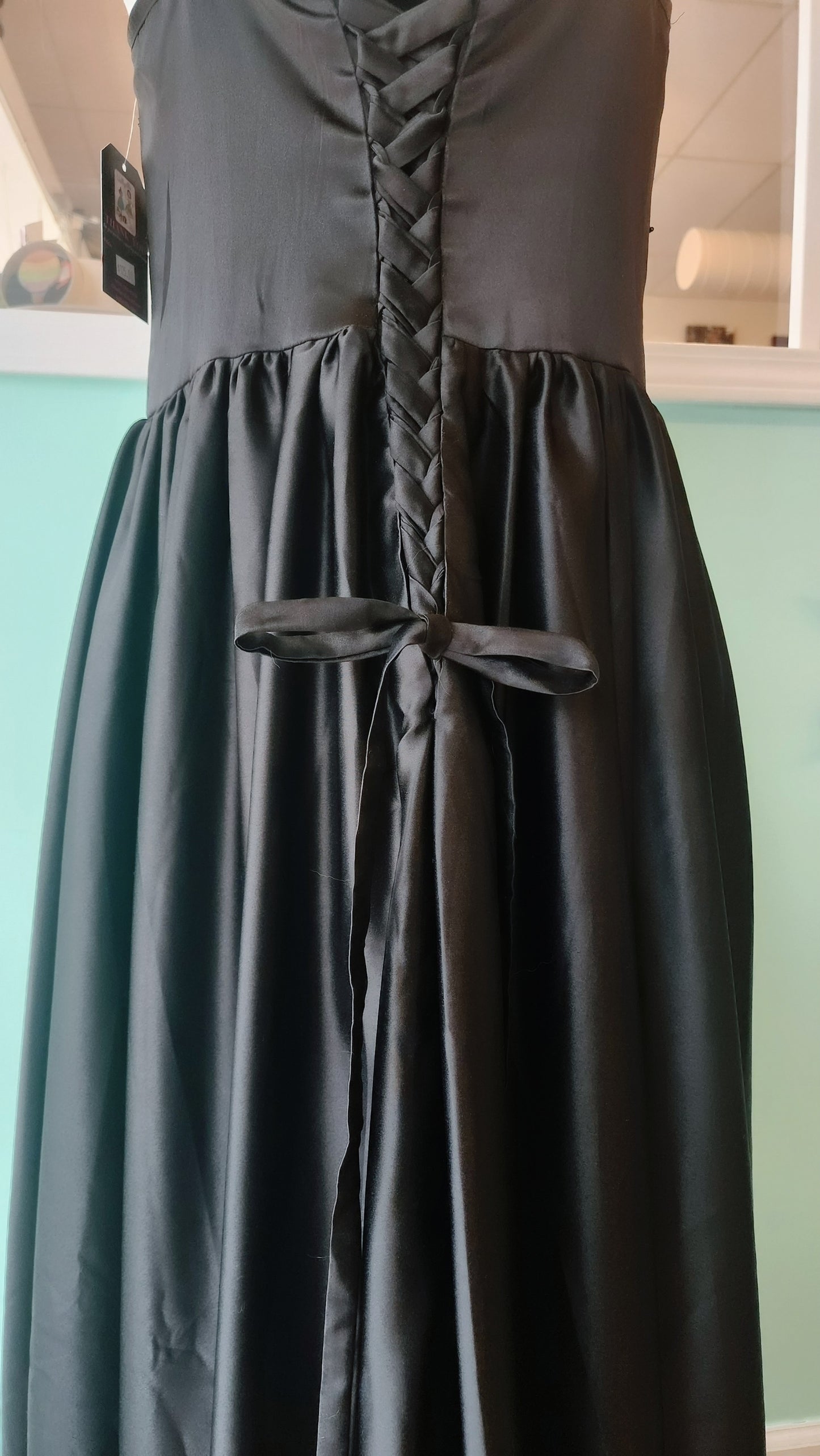 A-Line Black Satin High Low Dress