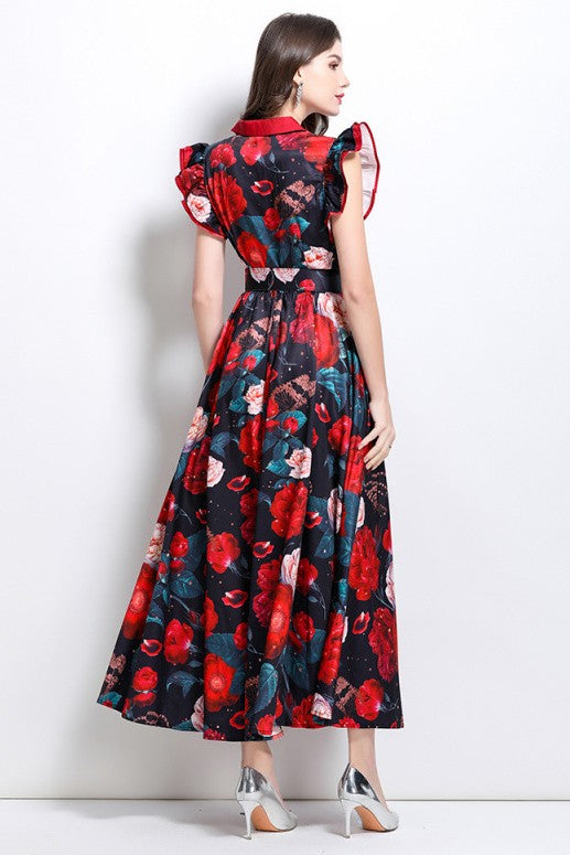 Women's Fashion Floral Vintage Inspired Maxi Dress
