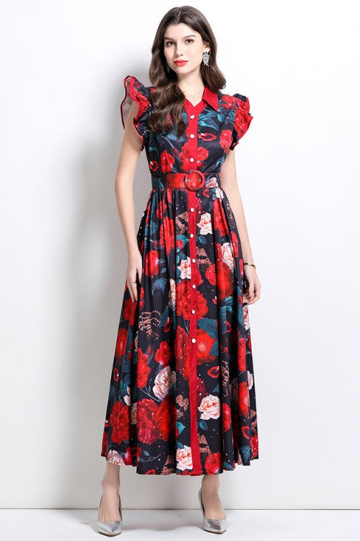 Women's Fashion Floral Vintage Inspired Maxi Dress
