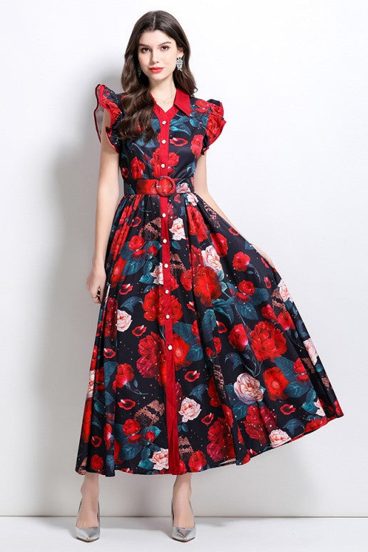 Women's Fashion Floral Vintage Inspired Maxi Dress