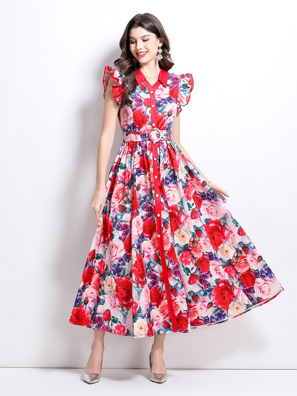 Women's Fashion Floral Vintage Inspired Maxi Dress