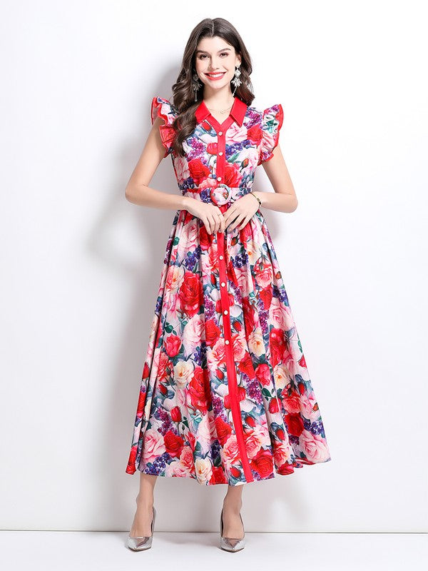 Women's Fashion Floral Vintage Inspired Maxi Dress