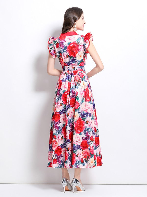 Women's Fashion Floral Vintage Inspired Maxi Dress