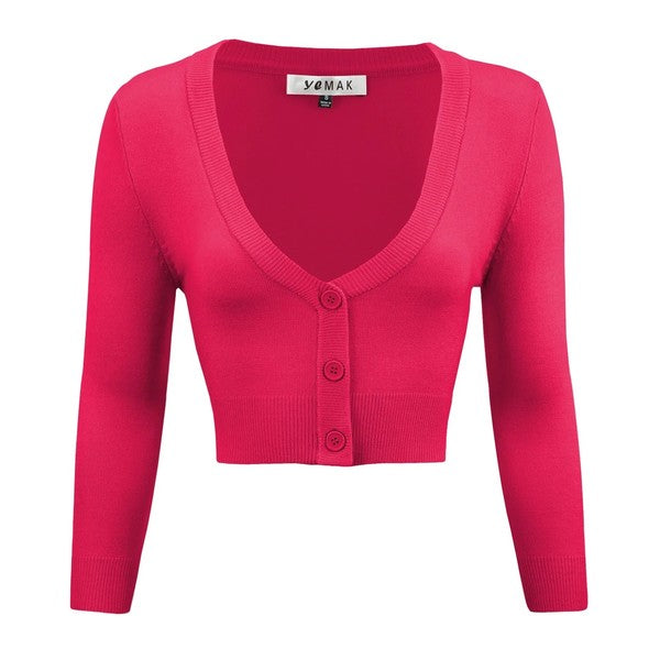 Cropped Plus Size Button Cardigan Sweater