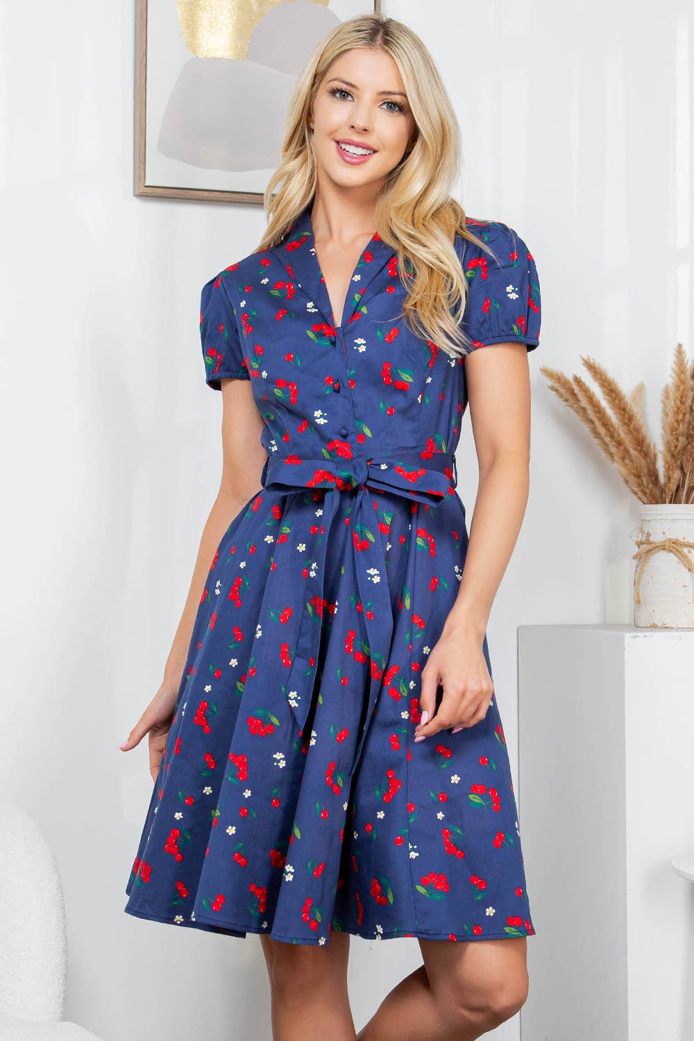 LA Soul - Cherry Retro Cotton Dress - PLUS Size: 3X