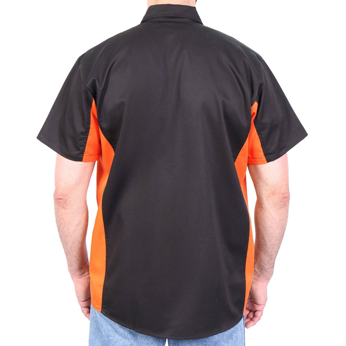 Hot Leathers - Hot Leathers 2 Tone Lowsides Shirt GMM1008: BLK/ORG / M