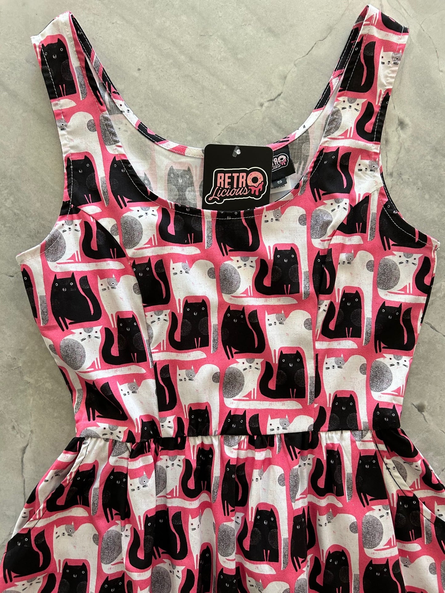 Cats Fit & Flare Dress - Medium only