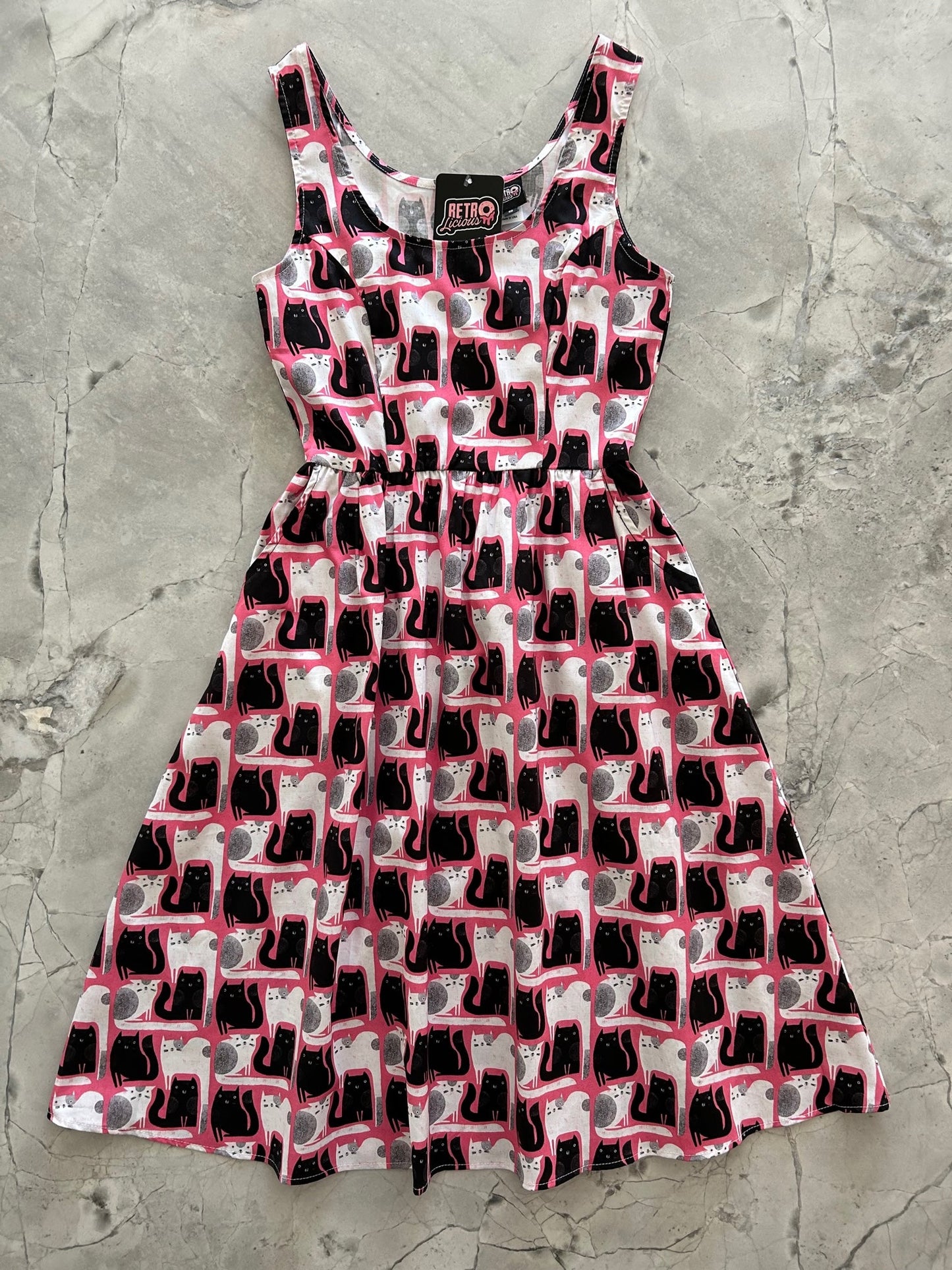 Cats Fit & Flare Dress - Medium only