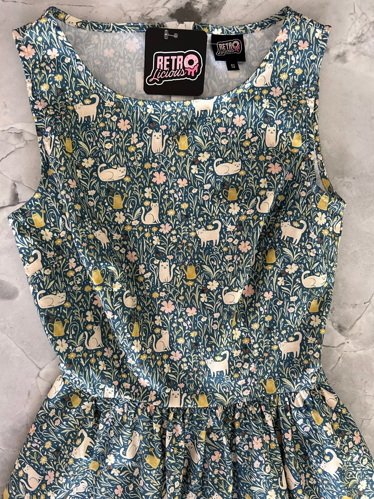 Cats & Flowers Midi Dress