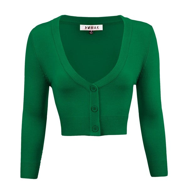 Cropped Plus Size Button Cardigan Sweater