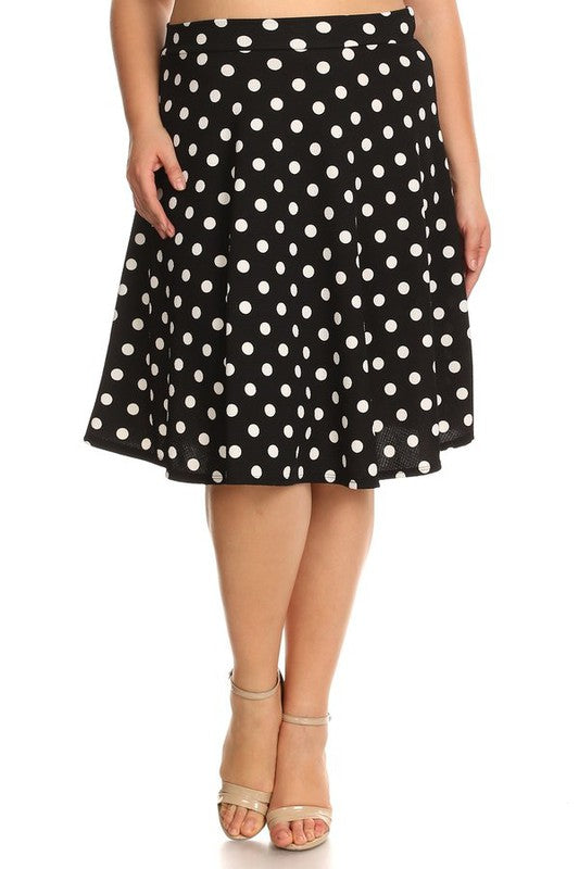 Polka Dot Print Skirt Plus