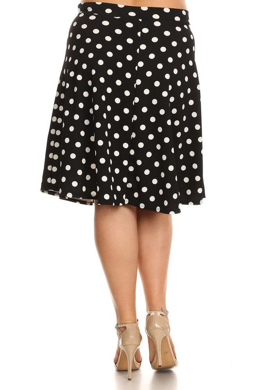 Polka Dot Print Skirt Plus