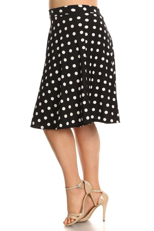 Polka Dot Print Skirt Plus