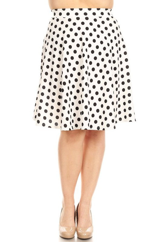 Polka Dot Print Skirt Plus