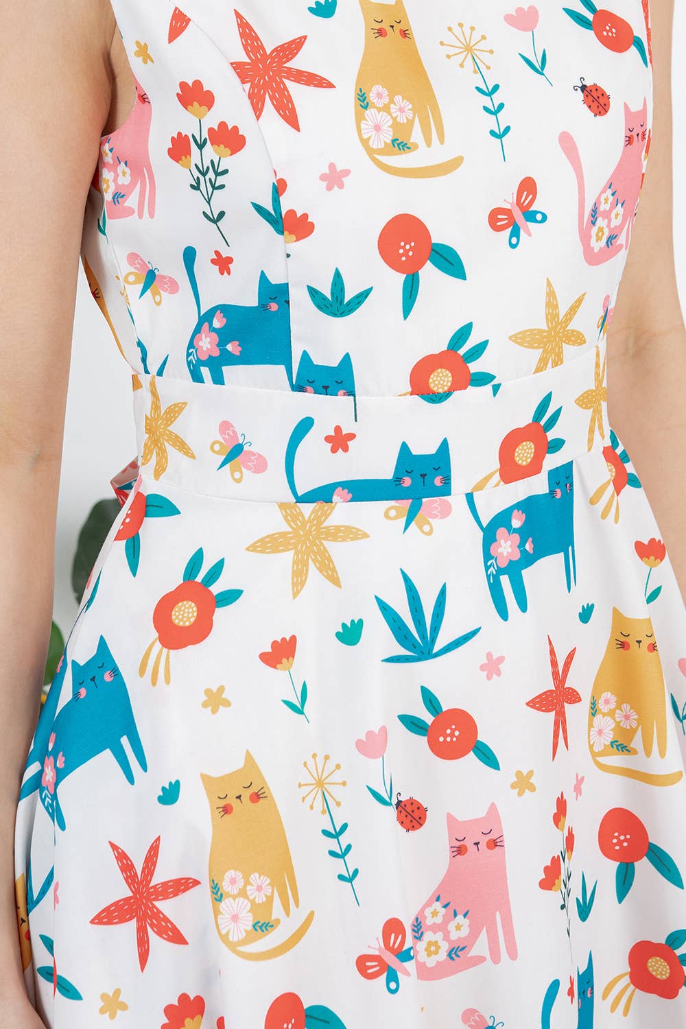 LA Soul - Cat with Floral Print Dress: Medium