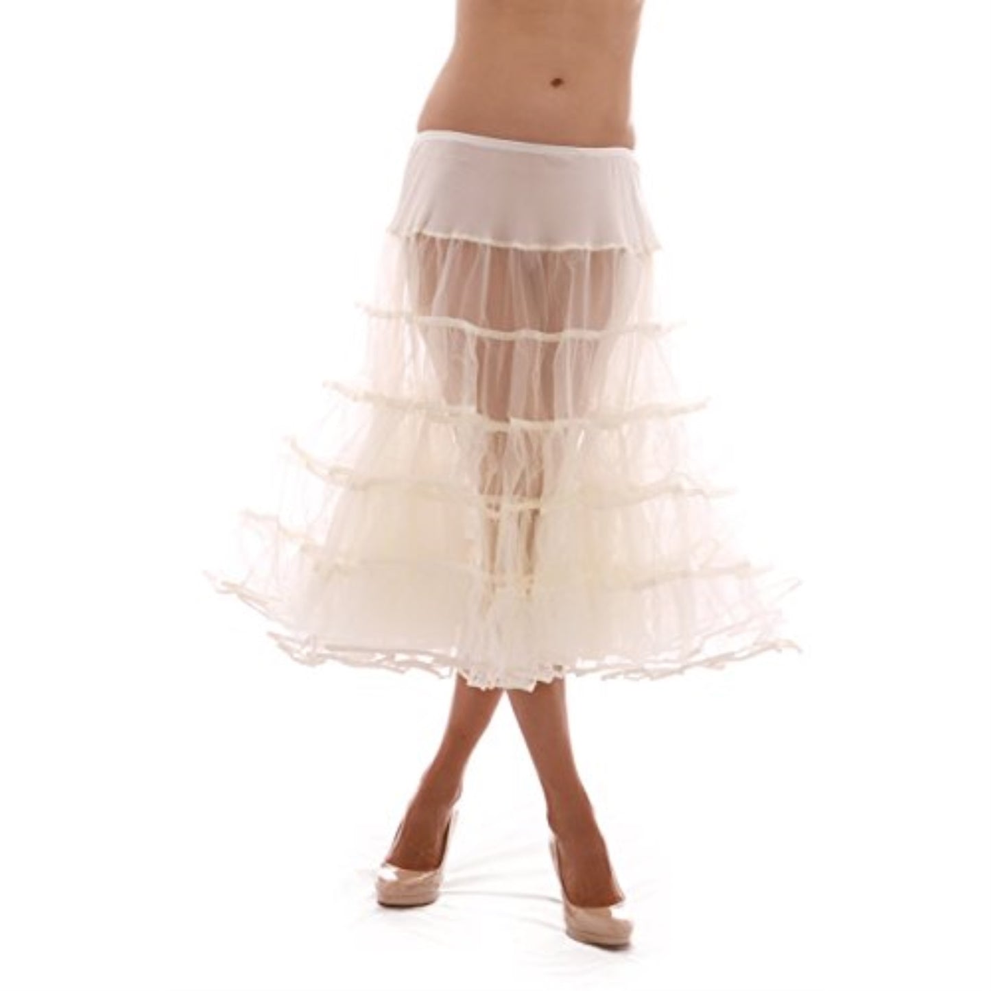 Tea Length Ruffled Chiffon Petticoat Crinoline