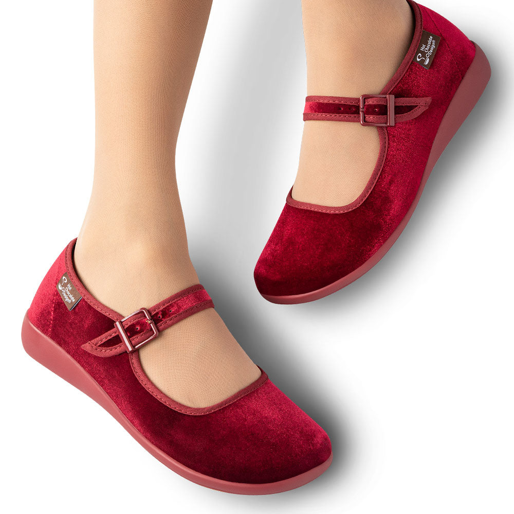 Chocolaticas® Red Wine Women's Mary Jane Flat Shoes