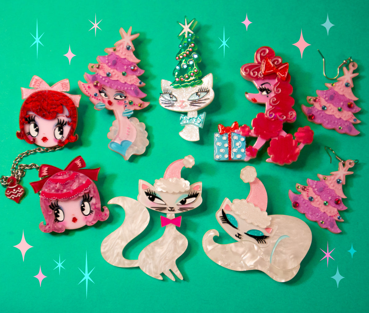 Christmas Cat Nap Brooch by Miss Fluff x Lipstick & Chrome — Cozy Holiday Kitty Pin
