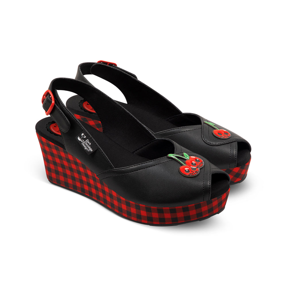 Chocolaticas® Death Cherry Women's Sandal Wedge Shoes