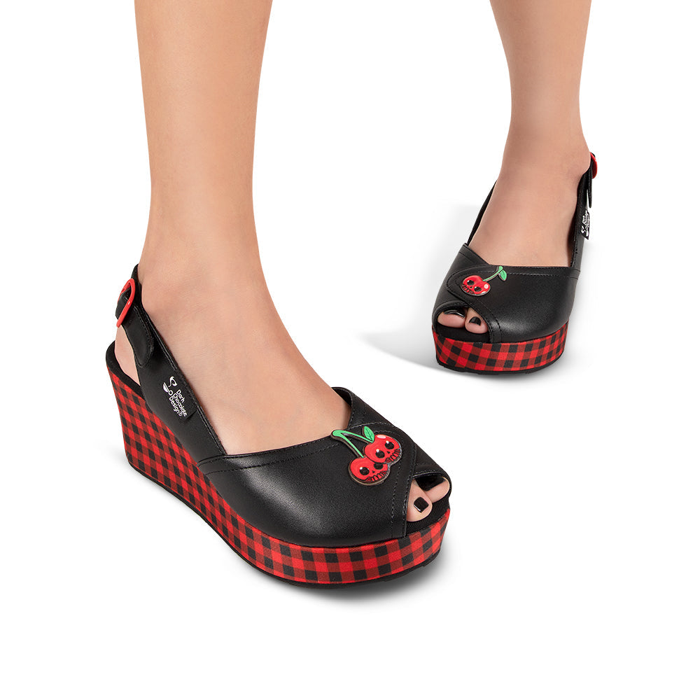 Chocolaticas® Death Cherry Women's Sandal Wedge Shoes