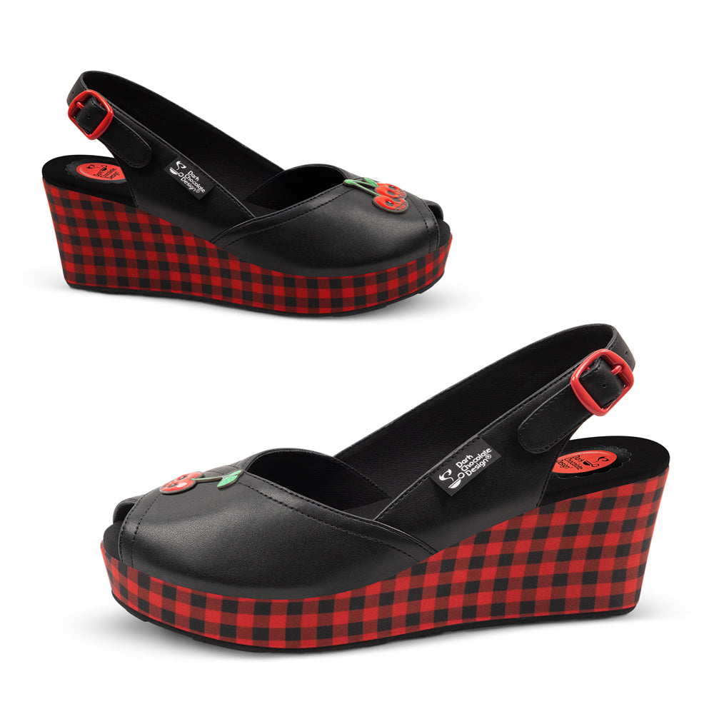 Chocolaticas® Death Cherry Women's Sandal Wedge Shoes