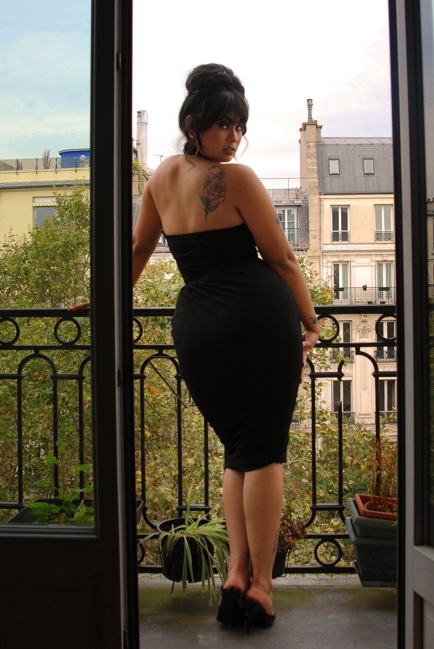 Malia Wiggle Dress in Black Lurex | Laura Byrnes Designs